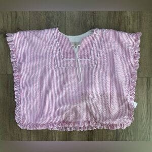Smockingbird size 6 pink and white striped cover up
